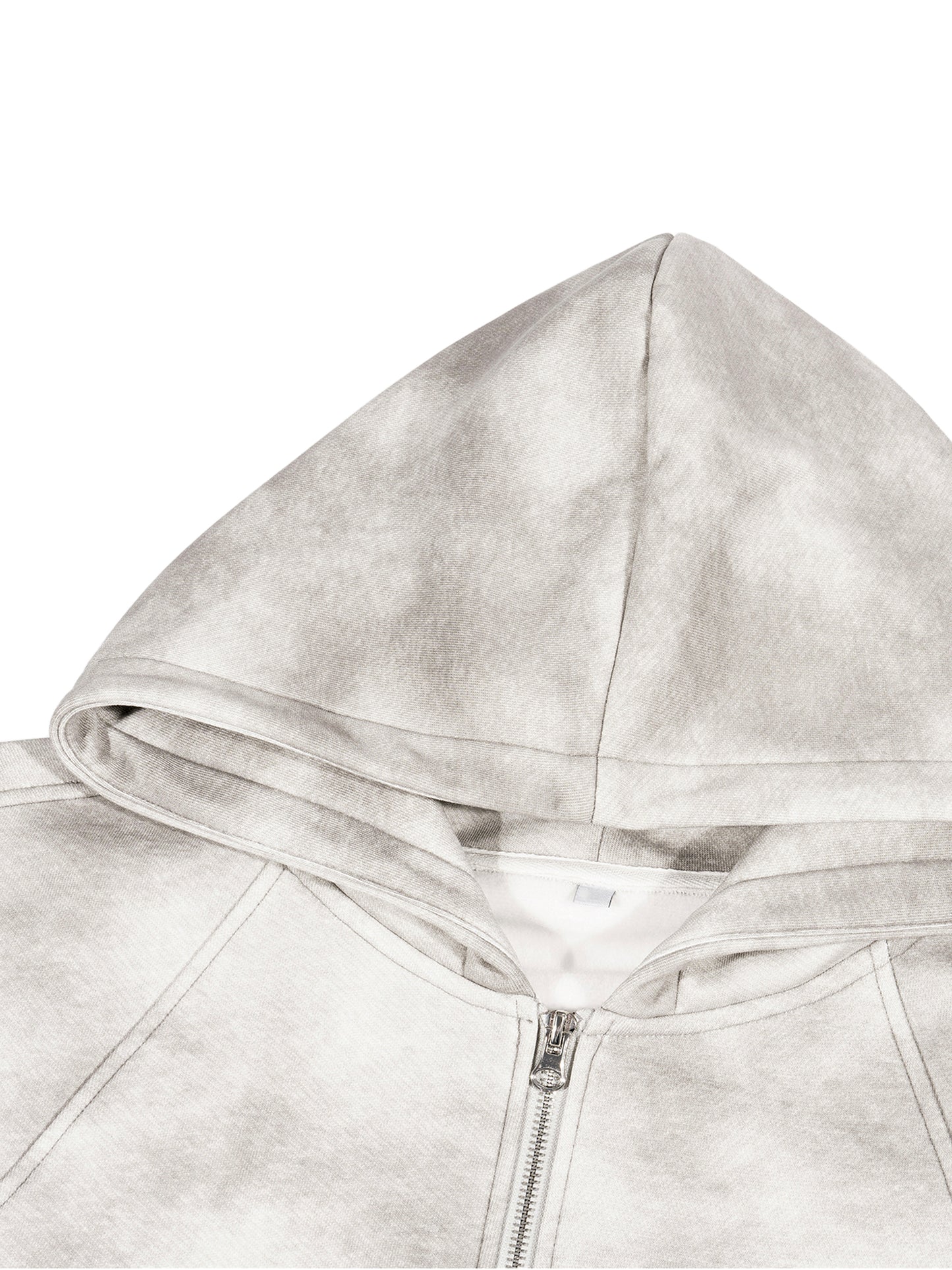 Dirty Washed Boxy Zip-up Fleece Hoodie