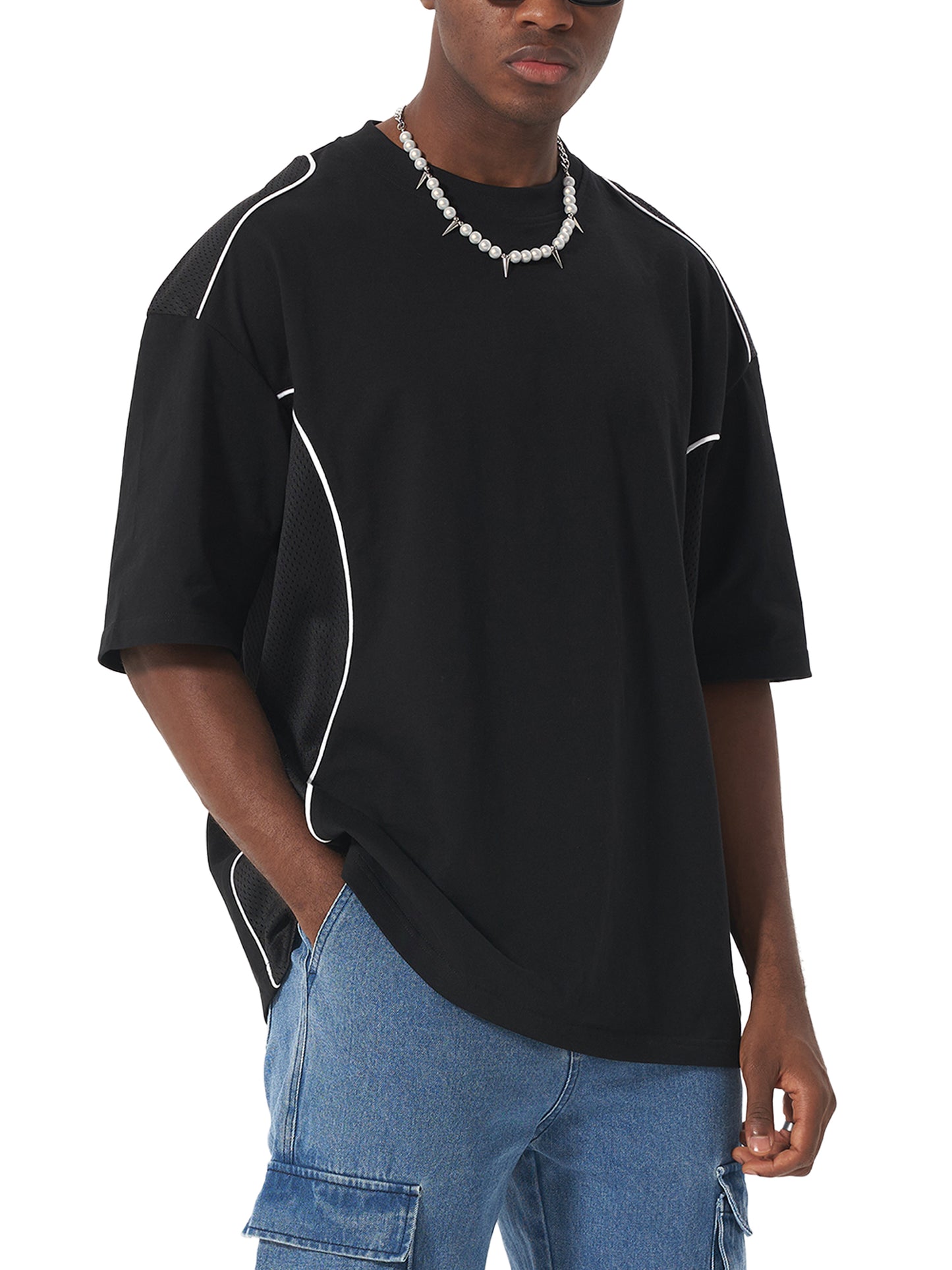 Contrast Piped Panel T-Shirt