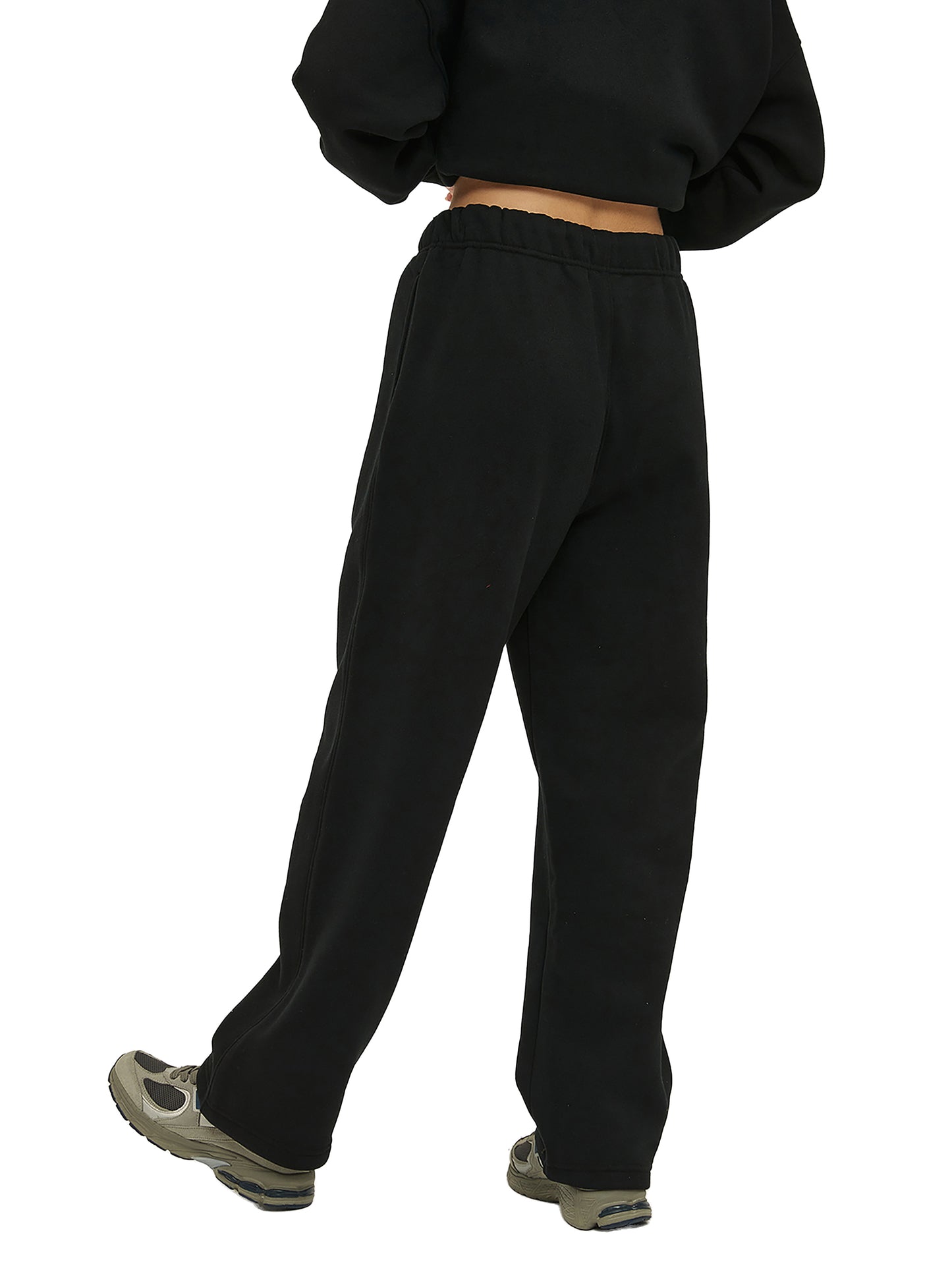 Streetwear Woman's Solid Color Fleece Straight Leg Pants